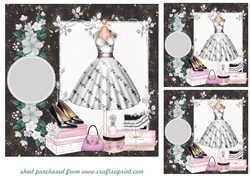 3 Black and white fashion card fronts/toppers