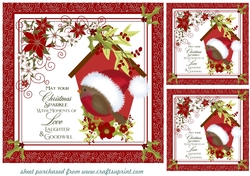 3 Red Christmas robin card fronts/toppers