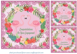 3 Flamingo Engagement card fronts/toppers