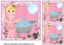 3 Pink pamper card fronts/toppers
