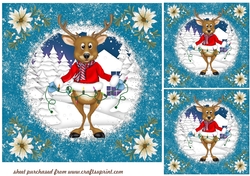 3 Christmas reindeer card fronts/toppers