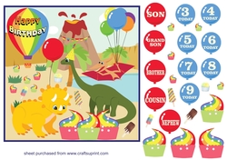 Dino Birthday boy multi age and relation card front