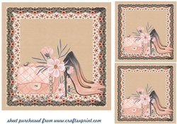 3 Floral bag and shoe card fronts/toppers 1