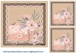 3 Floral bag card fronts/toppers