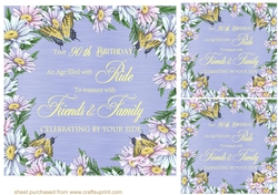 3 Butterfly and daisy 90th Birthday card fronts/toppers