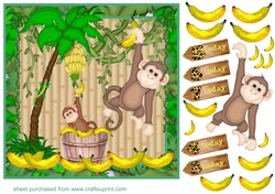 Little monkey age Birthday card front