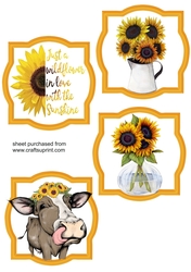 4 Sunflower themed toppers