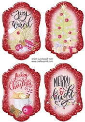 4 Red Joy to the world Christmas toppers