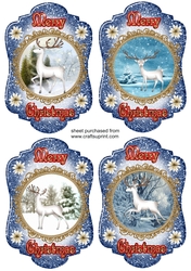 4 White Christmas stag toppers
