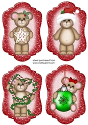 4 Red Christmas critter toppers
