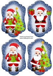 4 Blue Christmas Santa toppers