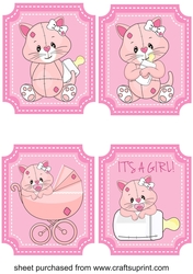 4 Pink baby kitty toppers 2
