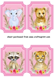 4 Pink wildlife animal toppers 2