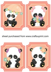 4 Cute floral panda toppers