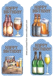 4 Blue Birthday beer tag toppers