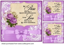 3 Lilac Like a rose card fronts/toppers