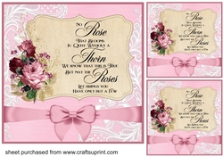 3 Pink No rose that blooms card fronts/toppers