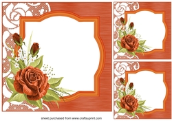 3 Orange rose card fronts/toppers