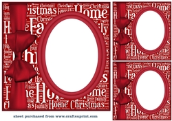 3 Red Christmas oval card front blanks