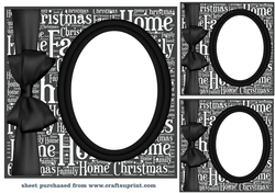 3 Black Christmas oval card fronts/topper blanks