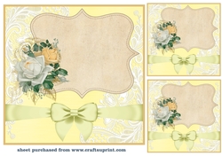 3 Yellow rose frame card fronts/toppers