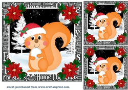 3 Christmas woodland squirrel card fronts/toppers 1