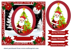 Red oval Christmas Santa card front 1