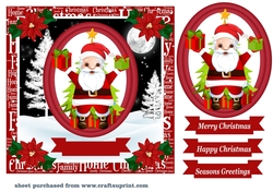 Red oval Christmas Santa card front 2
