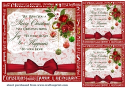 3 Red rose Christmas card fronts/toppers 2