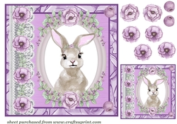Lilac floral rabbit card front