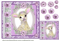 Lilac floral lamb card front