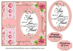 Pink Birthday rose card front with verse 5