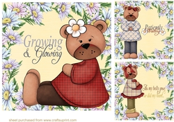3 Mum to be floral card fronts/toppers