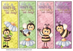 4 Its a beautiful day bee bookmarks/toppers