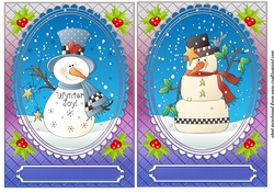 2 Christmas snowman card fronts