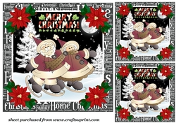 3 Skating Santas card fronts/toppers