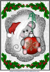 Large grey Christmas mouse topper
