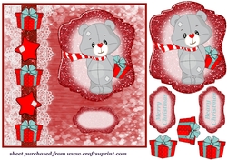 Red Christmas bear card front 2