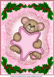 Large pink star bear topper