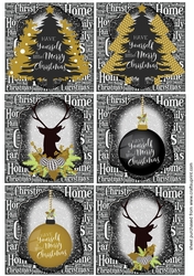 6 Black and gold Christmas toppers