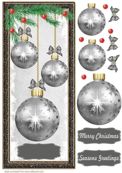 Silver baubles card front