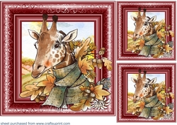 3 Autumn giraffe card fronts/toppers