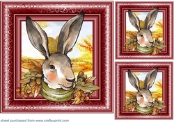 3 Autumn hare card fronts/toppers