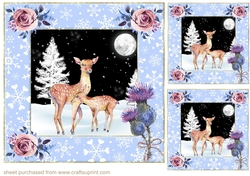 3 Christmas Mum and baby deer card fronts/toppers