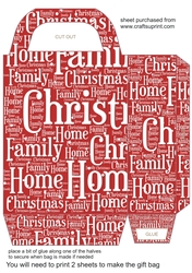 Red Christmas words gift bag 1