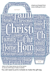 Blue Christmas words gift bag 