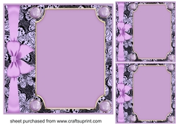 3 Lilac butterfly framed card front/topper blanks
