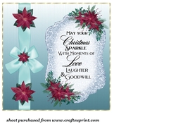 Blue poinsettia Christmas verse insert 2