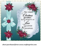 Blue poinsettia Christmas verse insert 4