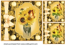 3 Yellow sunflower card fronts/toppers(n)